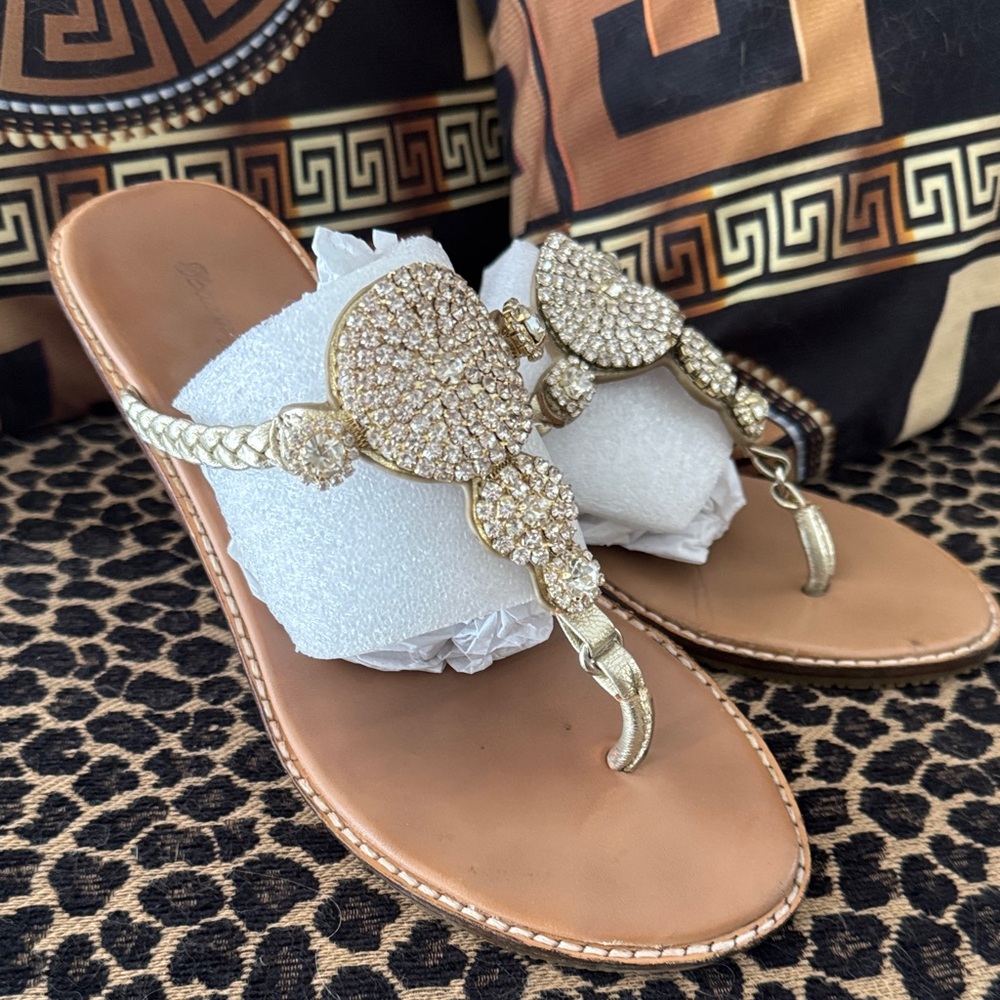 Tommy Bahama Gold Embellished Sandals